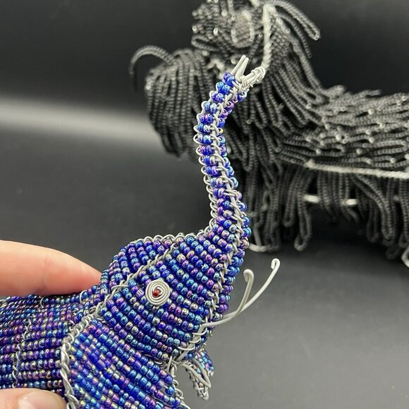 Beadworx By Grassroots Lot Of 4 Beaded Sculpture Dog Elephant Pig Rooster Farm - Picture 16 of 16